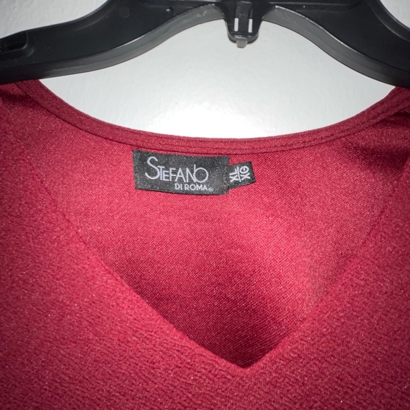 Stefano Di Roma Short Sleeve Flutter Sleeve Shift Dress - Wine Red - Picture 5 of 5